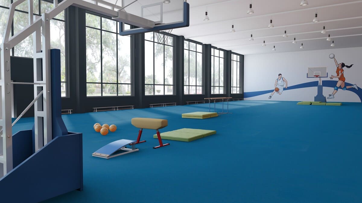 Линолеум omnisports. Спортивный линолеум Таркетт. Линолеум коммерческий Omnisports Action 65 Sky Blue. Линолеум Omnisports Action 65 Cold Beech в интерьере.